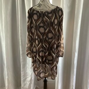 Elegant Brown Patterned Women's Dress